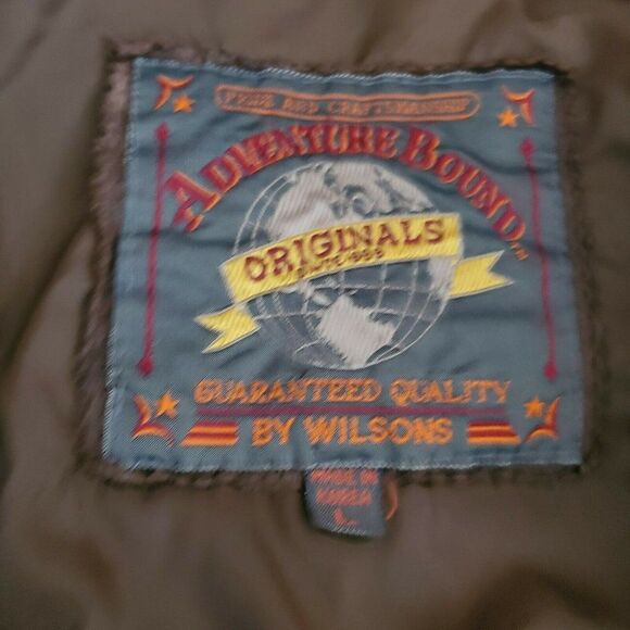 Vintage Wilson Adventure Bound Brown Leather Jacket Coat Bomber Aviator Large L - Picture 2 of 12